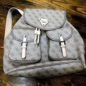 GUESS Drawstring Backpack | Tan/Brown & Printed